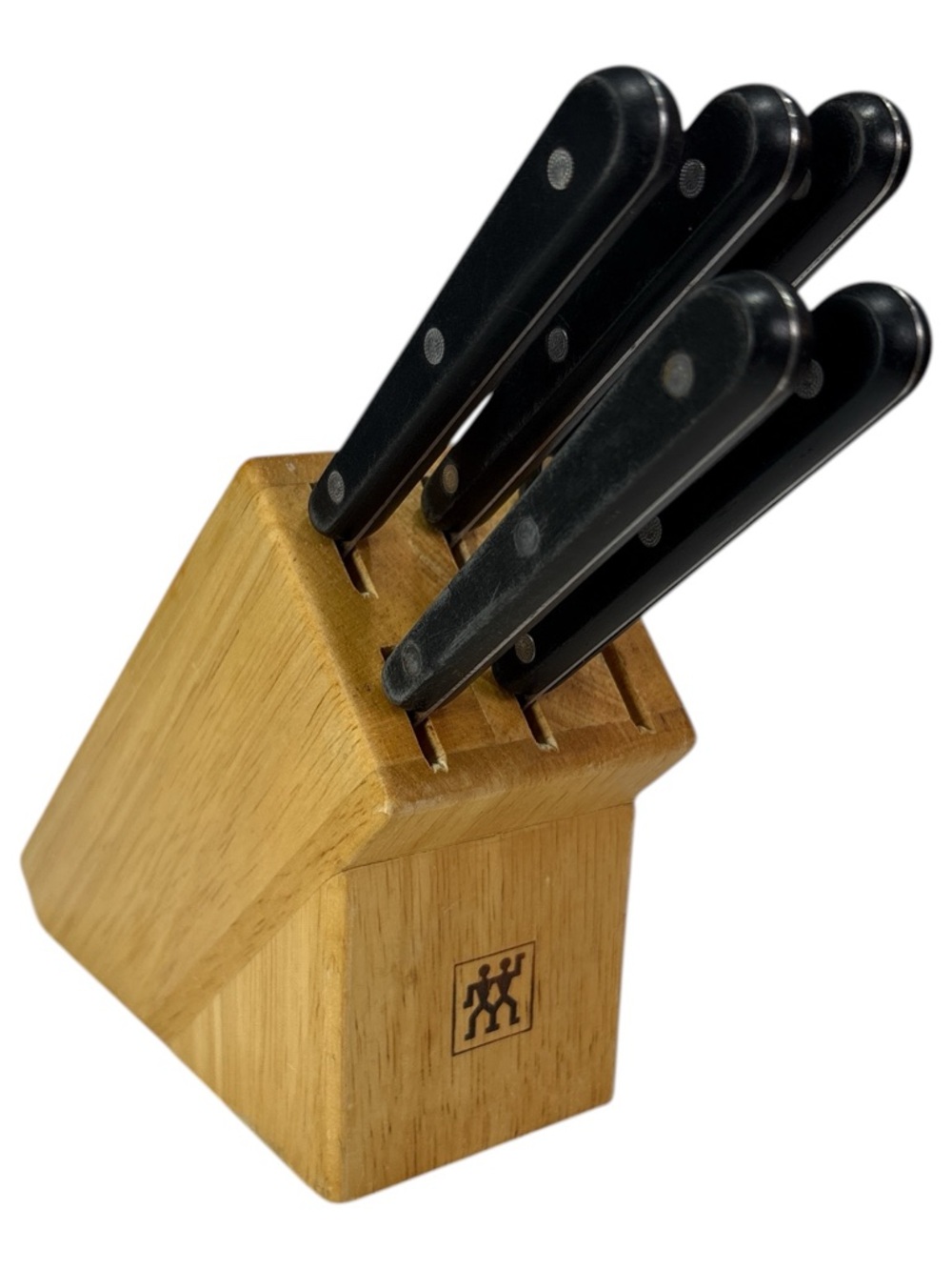 5 J.A. Henckels International EverSharp Serrated 4.5" Steak Knives Japan & Block